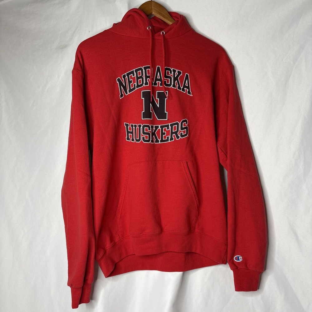 Champion Nebraska Huskers Youth Medium Red Pullover Hoodie Sweatshirt